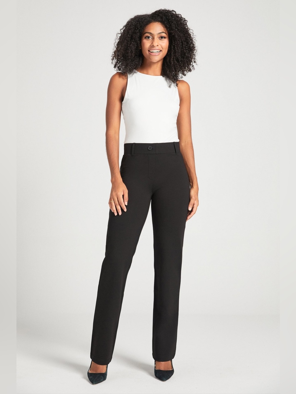 Betabrand Black Classic DPYP™ Straight Leg Dress Pant Yoga Pant Large Tall